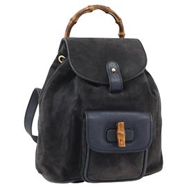 Sac à dos GUCCI Bamboo Daimois Noir Or Auth ep14563