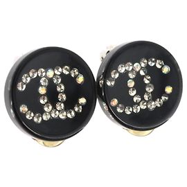 Orecchini CHANEL plastica Black CC Auth 178395M