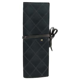 CHANEL Bicolore Schmuckkästchen Satin Schwarz Gold CC Authentisch am11609V - Chanel