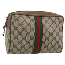 Clutch GUCCI GG Supreme Web Sherry Line in PVC Beige 89 01 012 Auth mr2470