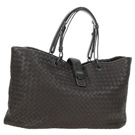 BOTTEGA VENETA INTRECCIATO Ready Lock Tote Bag Cuir Marron Auth am11570SAV