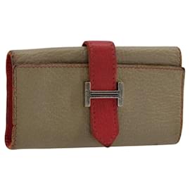 HERMES Baan Schlüsselanhänger aus Leder Beige Auth 179332 - Hermès