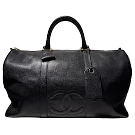 Chanel Borsa da Viaggio in Pelle Granulata Nera