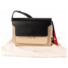 Borsa a Spalla MARNI Trunk Medium Colorblock Pelle Nero Beige Rosso Donna - Marni