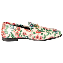 Mocassini Gucci Wexford Brit Roses Horsebit in pelle Bianco Rosa Donna EU 37