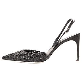 Décolleté slingback Jackie Crystal in pelle nera da donna Rene Caovilla EU 39