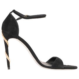 Sandalias de tacón serpiente Margot de Rene Caovilla en cuero negro y oro Mujer EU 41