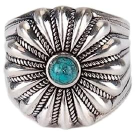 Gucci Cosmogonie Ring Blumenmotiv Silber Türkis Emaille Damen US 6