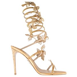 Sandali Floriane in raso con applicazioni floreali Rene Caovilla Honey Gold Donna EU 40