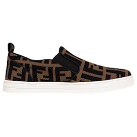 Slip-On Sneaker Fendi FF-Logo Polyester Tobacco Brown Jungen EU 36