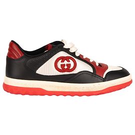 Bestickte Gucci MAC80 Sneaker aus Kalbsleder Schwarz Weiß Rot Damen EU 36.5