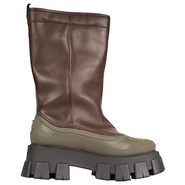 Botas de cuero con forro de shearling Monolith Prada Bruciato Brown Mujer EU 37