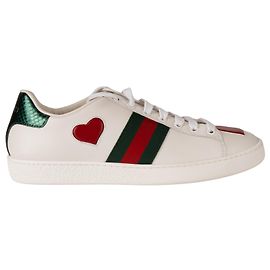 Gucci Ace Heart Sneaker aus weißem Leder für Damen EU 38 US 8