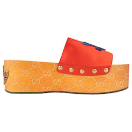 Gucci Adidas x Gucci GG Platform Sandalen aus roter Baumwolle Damen EU 39
