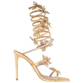 Sandali Rene Caovilla Cleo Butterflower Oro Pelle Strass Donna EU 39
