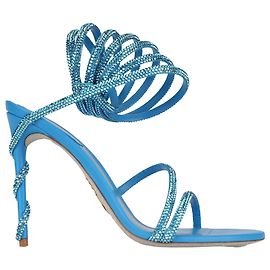 Rene Caovilla Margot Crystal Satin Sandals Blue Women EU 39
