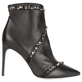 Botines de piel con adornos de cristales Freda Rene Caovilla Negro Mujer EU 40