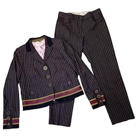 Kenzo Tailleur Pantalone Marrone Gessato