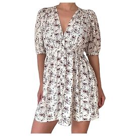 Ganni weißes Mini-Kleid mit Blumenprint