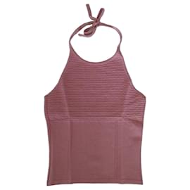 Autre Marque Top Anna Molinari de punto con cuello halter rosa