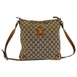 Gucci Semi-One-Shoulder-Tasche aus braunem Canvas und Leder