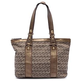 Fendi Zucchino Canvas Tote in Beige