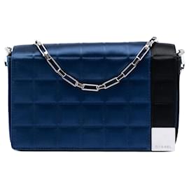 Borsa a tracolla Chanel Blue Mini Chocolate Bar in raso