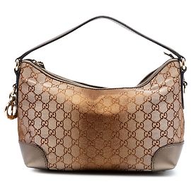 Gucci Brown GG Lurex Heart Bit Handtasche