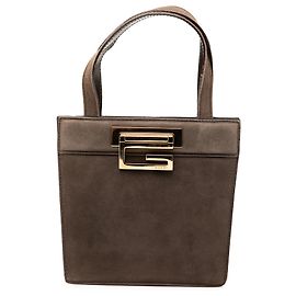 Borsa Gucci in scamosciato marrone con G quadrato