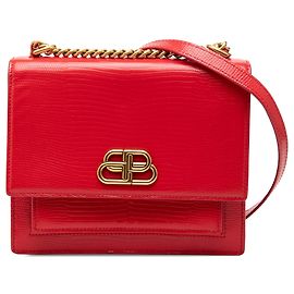 Borsa a tracolla Balenciaga Red Embossed Patent Sharp S Chain