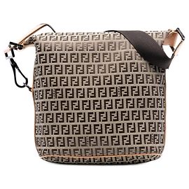 Bolsa de ombro Fendi em lona Zucchino bege