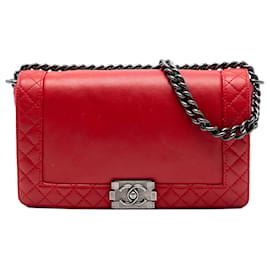 Chanel Red Old Medium Calfskin Boy Reverso Flap