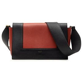 Céline Borsa a tracolla con struttura in pelle di vitello liscia lucida nera Medium di Celine
