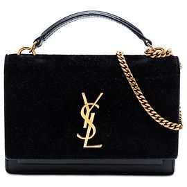 Borsa a mano Monogram Sunset in scamosciato e pelle di vitello nera Medium di Saint Laurent