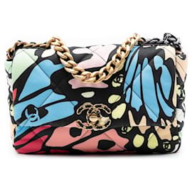 Chanel Black Medium Printed Canvas 19 Flap