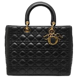 Lady Dior aus schwarzem Cannage-Lammleder groß