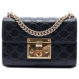 Gucci Black Small Guccissima Padlock Crossbody