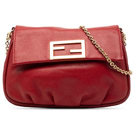 Pochette a tracolla Fendista in pelle rossa Fendi