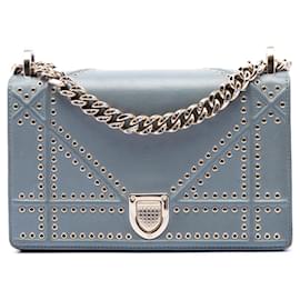 Dior Blue Small Studded in pelle di vitello Diorama Crossbody