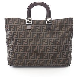 Fendi Zucca Tote Bag braun Leder und Canvas