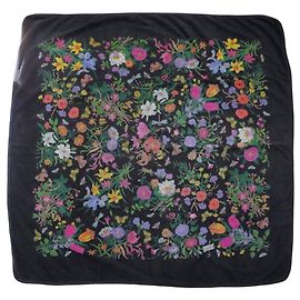VINTAGE GUCCI BATH TOWEL BEACH TOWEL FLOWERS 140CM BLACK BEACH TOWEL
