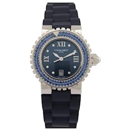 CHAUMET CLASS ONE 622 33MM STAHL BLAUE SAPPHIRE LADY QUARTZ UHR - Chaumet