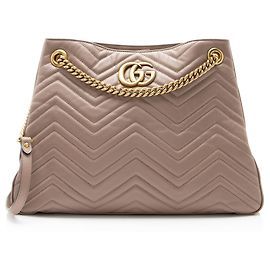 Borsa a Spalla con Catena Gucci Matelasse Leather GG Marmont Medium