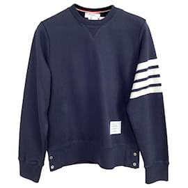 Sudadera Thom Browne de 4 rayas en algodón azul marino