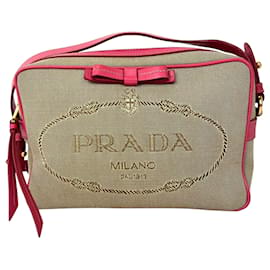 Borsa a tracolla Prada Jacquard Canvas Khaki Corda Peonia