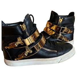 Giuseppe Zanotti Rockhopper High-Top-Sneaker aus schwarzem Leder
