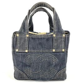 Borsa Tote Chanel Denim CC Coco Mark Logo