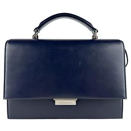 Borsa a tracolla in pelle blu navy Saint Laurent