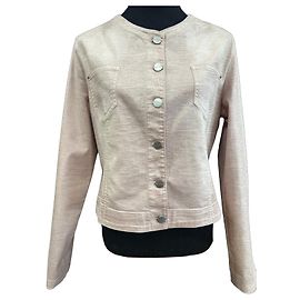 Eva Kayan Chaqueta corta rosa texturizada con botones plateados