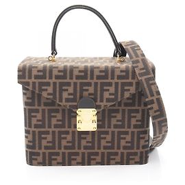 Borsa Fendi Zucca in pelle e tela nera e marrone